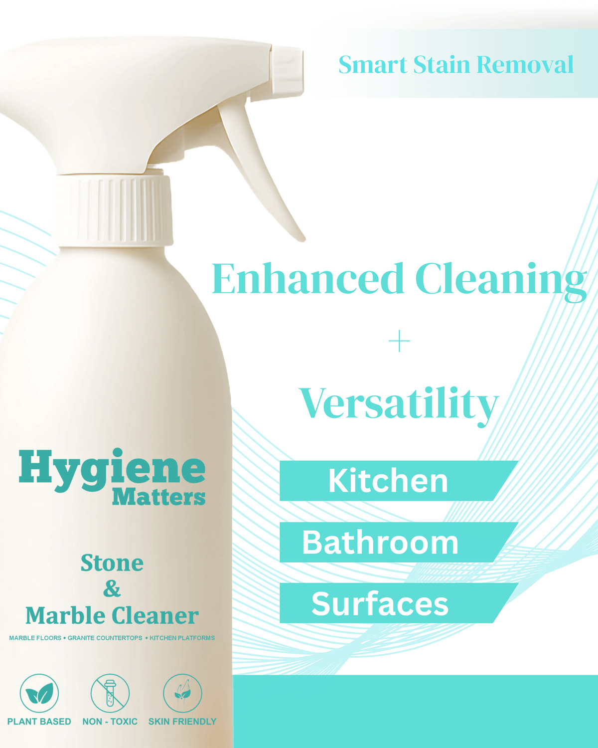 Cleaning granite countertop with stone-safe cleaner