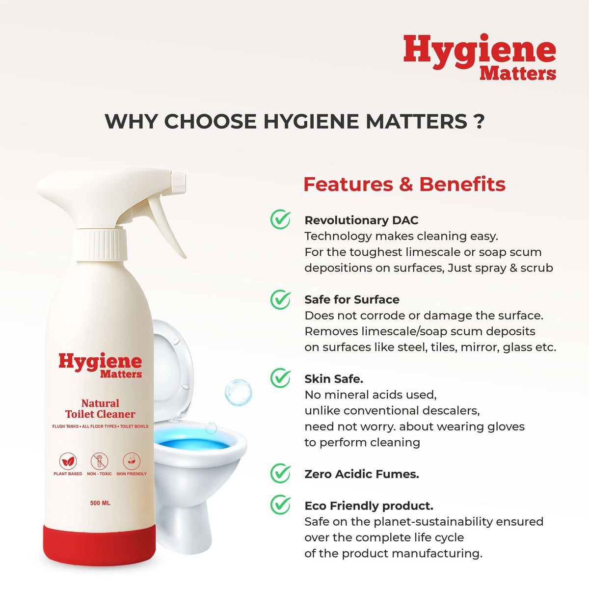 Gentle toilet cleaner suitable for daily use